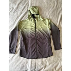 Mens Ombre Gradient Full Zip Hooded Jacket Olive Green Black Size M Activewear